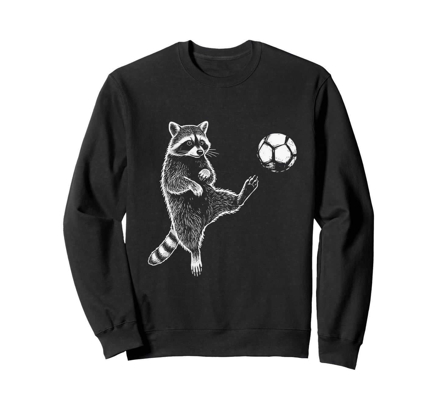 Funny Raccoon Soccer Balls Player Sweatshirt - Custom Art Print Men Women - T-Shirt, Sweatshirt, Hoodie