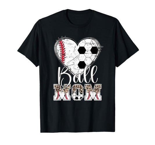 Ball Mom Heart Soccer Baseball Mom T-Shirt - Minimalist Print Unisex - T-Shirt, Sweatshirt, Hoodie