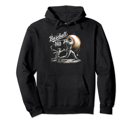 Baseball Dad Fathers Day Hoodie - Aesthetic Graphic for Adults - T-Shirt, Sweatshirt, Hoodie