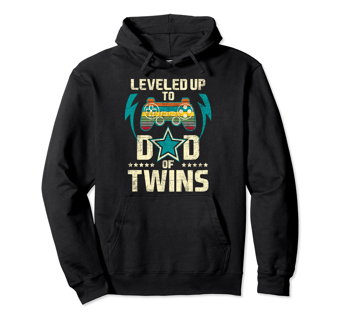 Leveled Up To Dad Twins Twin Dad Father Hoodie - Unique Graphic Unisex - T-Shirt, Sweatshirt, Hoodie