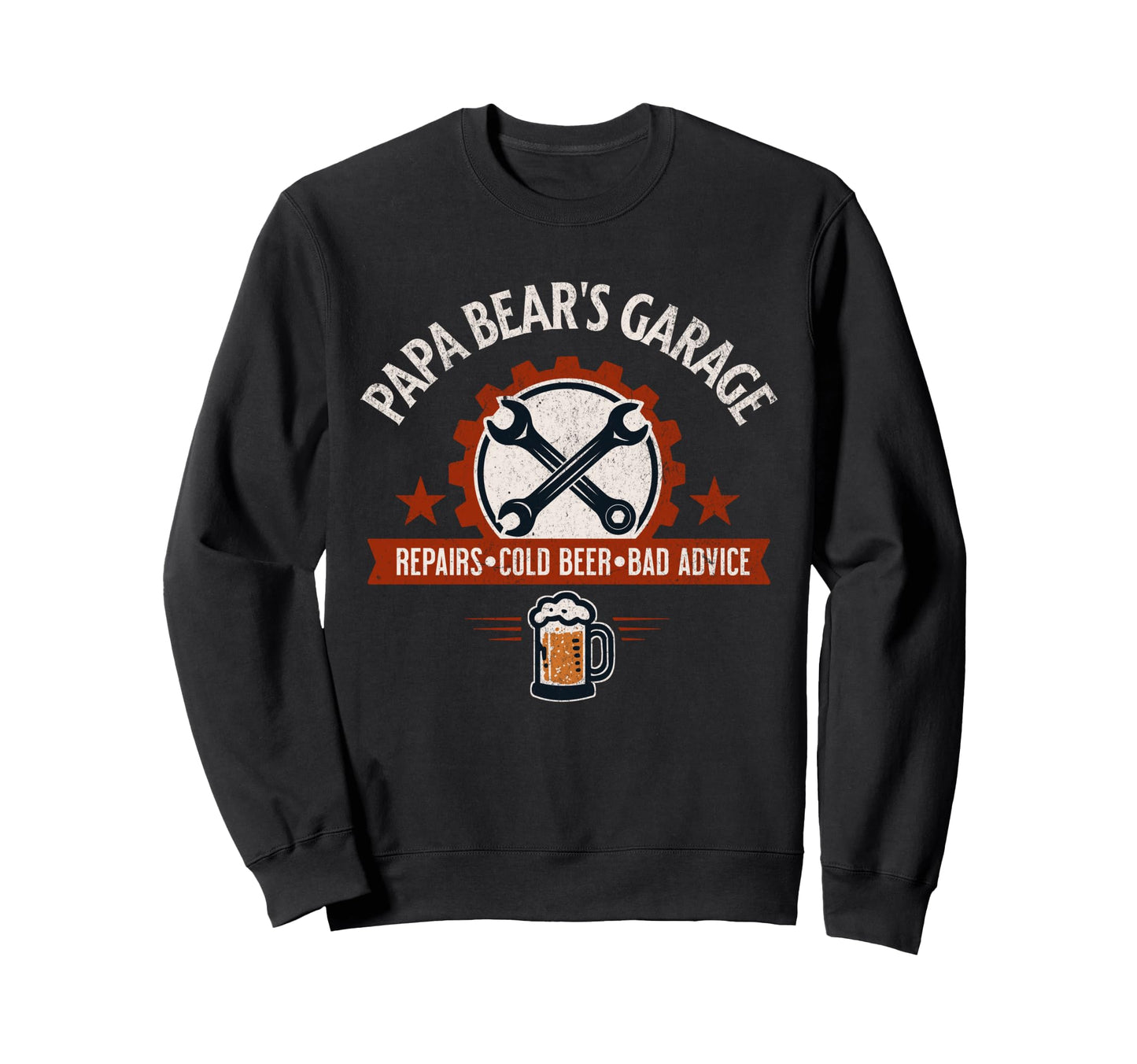 Papa Bears Garage Repairs Cold Beer Bad Sweatshirt - Unique Graphic Unisex - T-Shirt, Sweatshirt, Hoodie