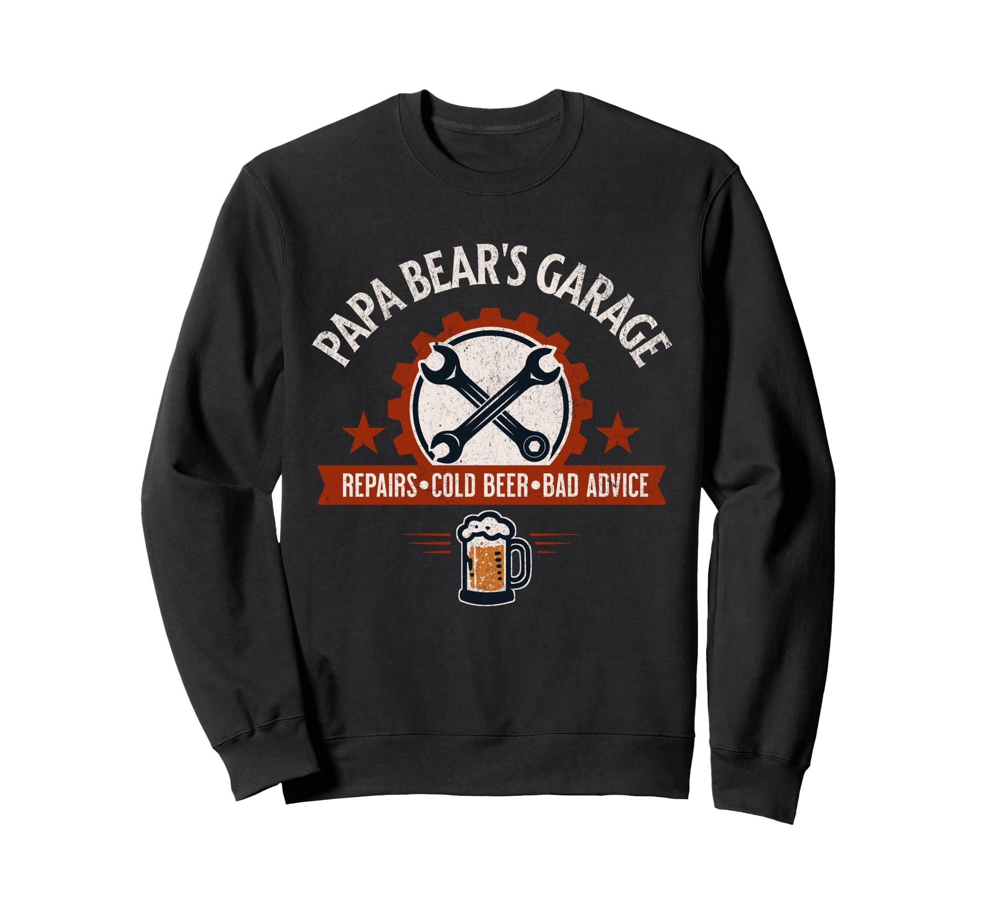 Papa Bears Garage Repairs Cold Beer Bad Sweatshirt - Unique Graphic Unisex - T-Shirt, Sweatshirt, Hoodie
