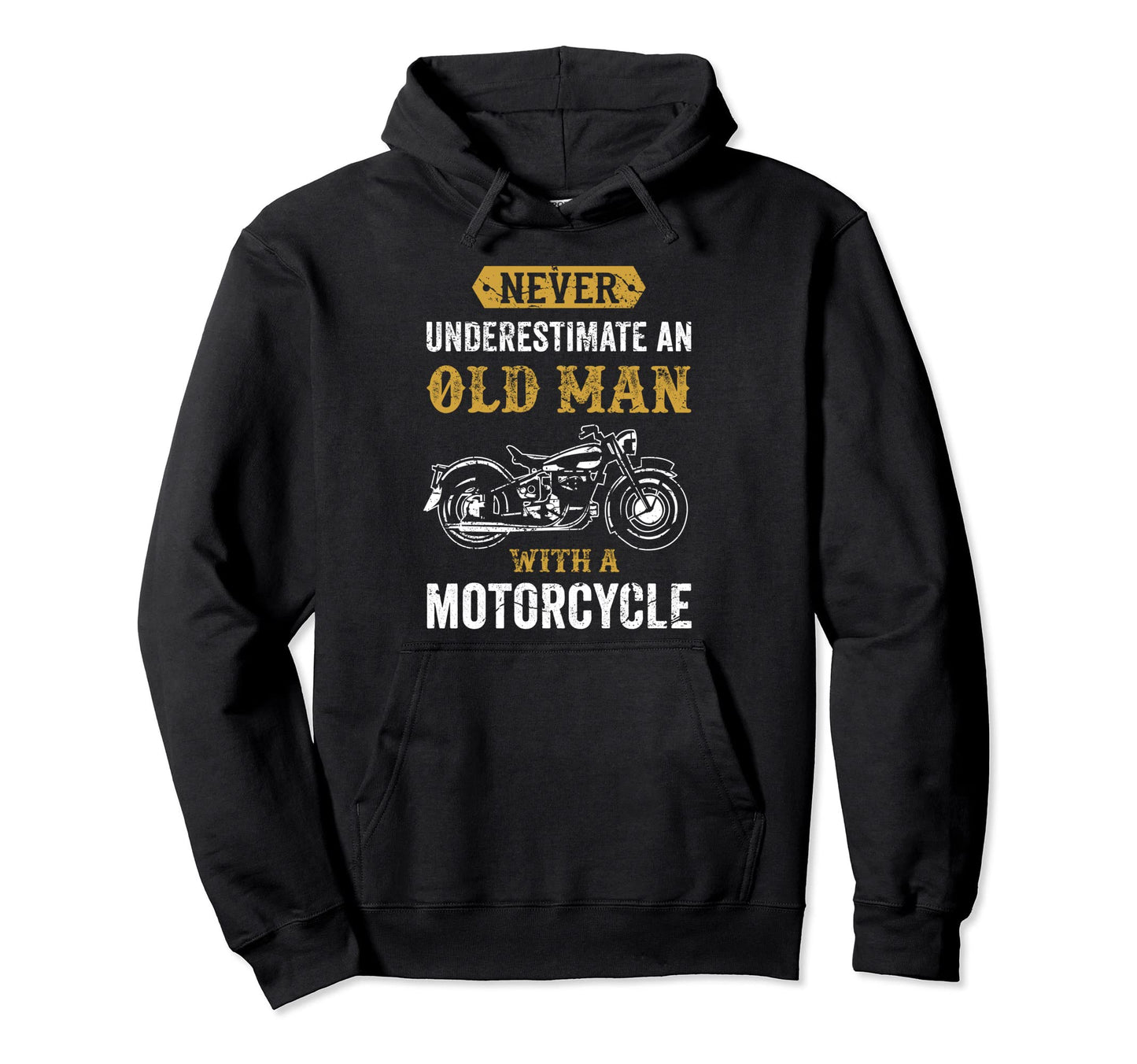 Distressed Motorcycle Old Grandpa Hoodie - Aesthetic Graphic Men Women - T-Shirt, Sweatshirt, Hoodie