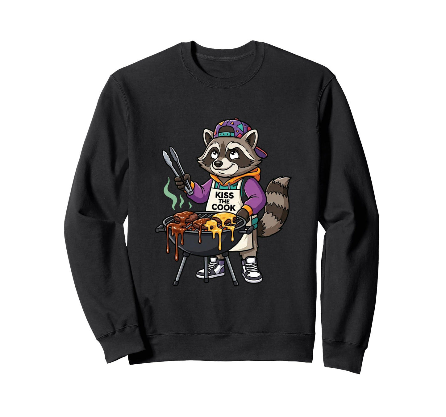 Funny Bbq Raccoon Cook Grilling Trash Sweatshirt - Trendy Graphic Unisex - T-Shirt, Sweatshirt, Hoodie