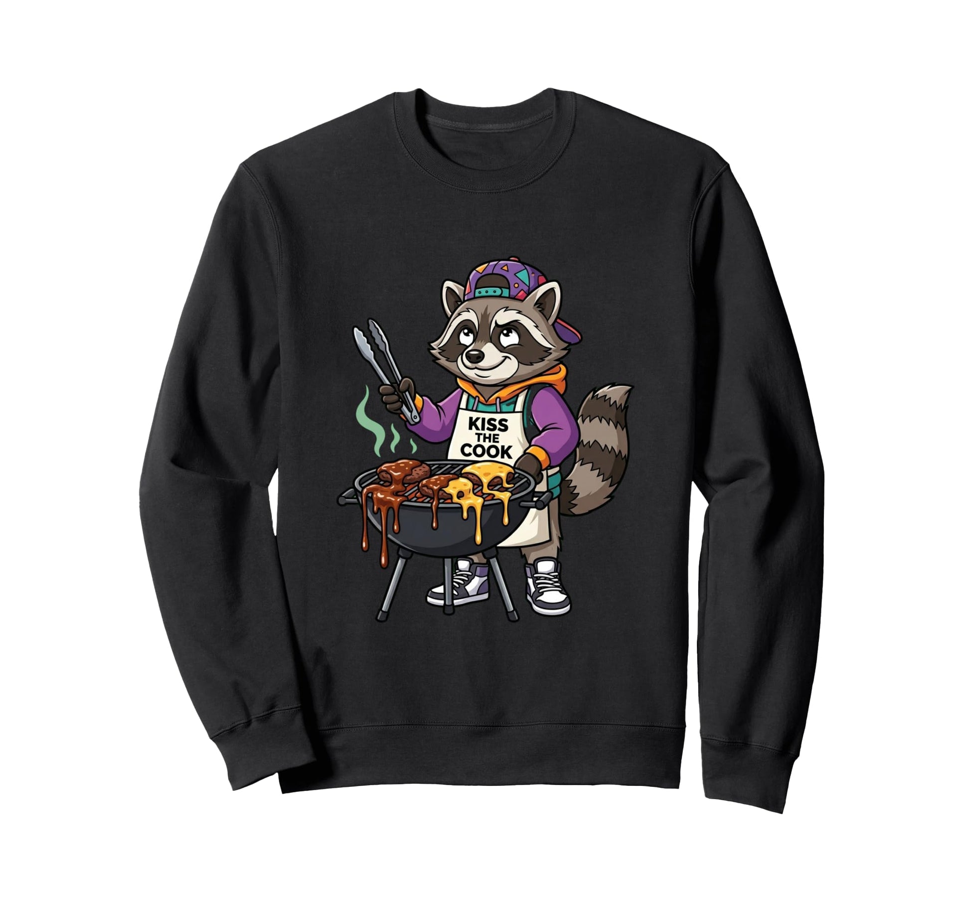 Funny Bbq Raccoon Cook Grilling Trash Sweatshirt - Trendy Graphic Unisex - T-Shirt, Sweatshirt, Hoodie