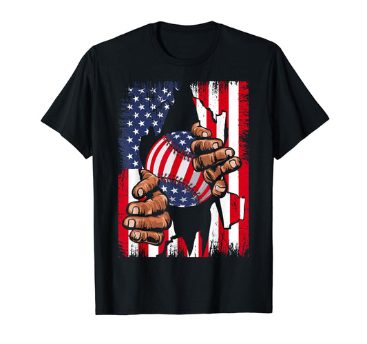 Baseball Player Usa American Flag T-Shirt - Minimalist Print for Adults - T-Shirt, Sweatshirt, Hoodie