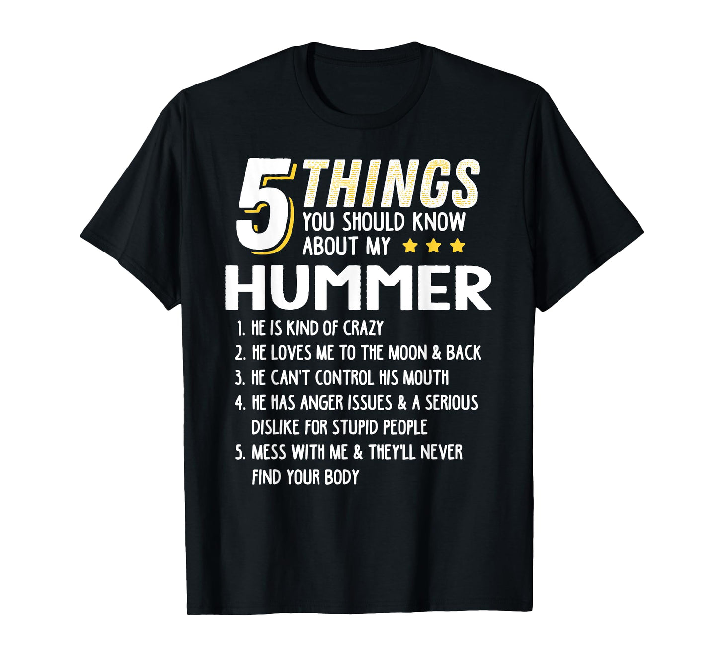 Funny 5 Things Grandpa Hummer Crazy T-Shirt - Custom Art Print for Adults - T-Shirt, Sweatshirt, Hoodie
