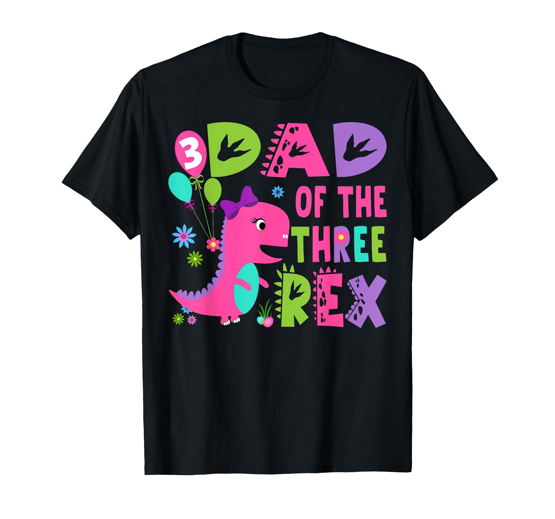 Dad Three Rex Dinosaur T Rex 3Rd Birthday T-Shirt - Custom Art Print Unisex - T-Shirt, Sweatshirt, Hoodie
