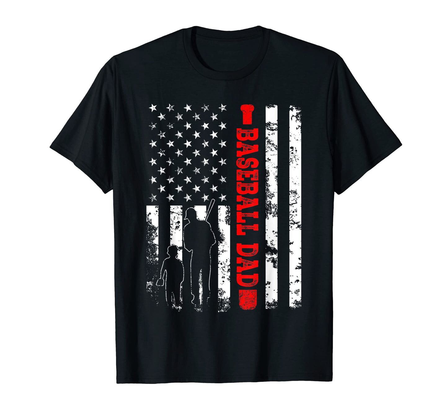 Mens American Flag Proud Baseball Dad T-Shirt - Graphic Print Unisex - T-Shirt, Sweatshirt, Hoodie
