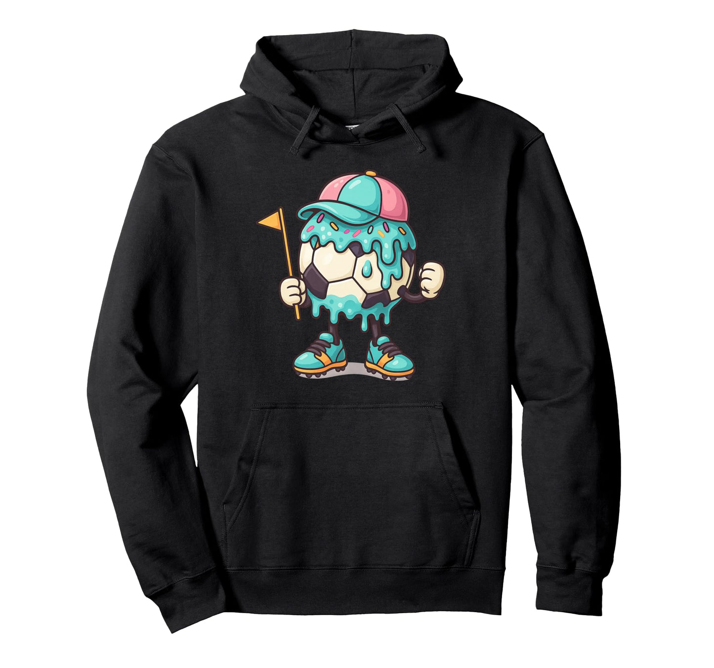Soccer Drip Ice Cream Dripping Soccer Hoodie - Graphic Print for Adults - T-Shirt, Sweatshirt, Hoodie