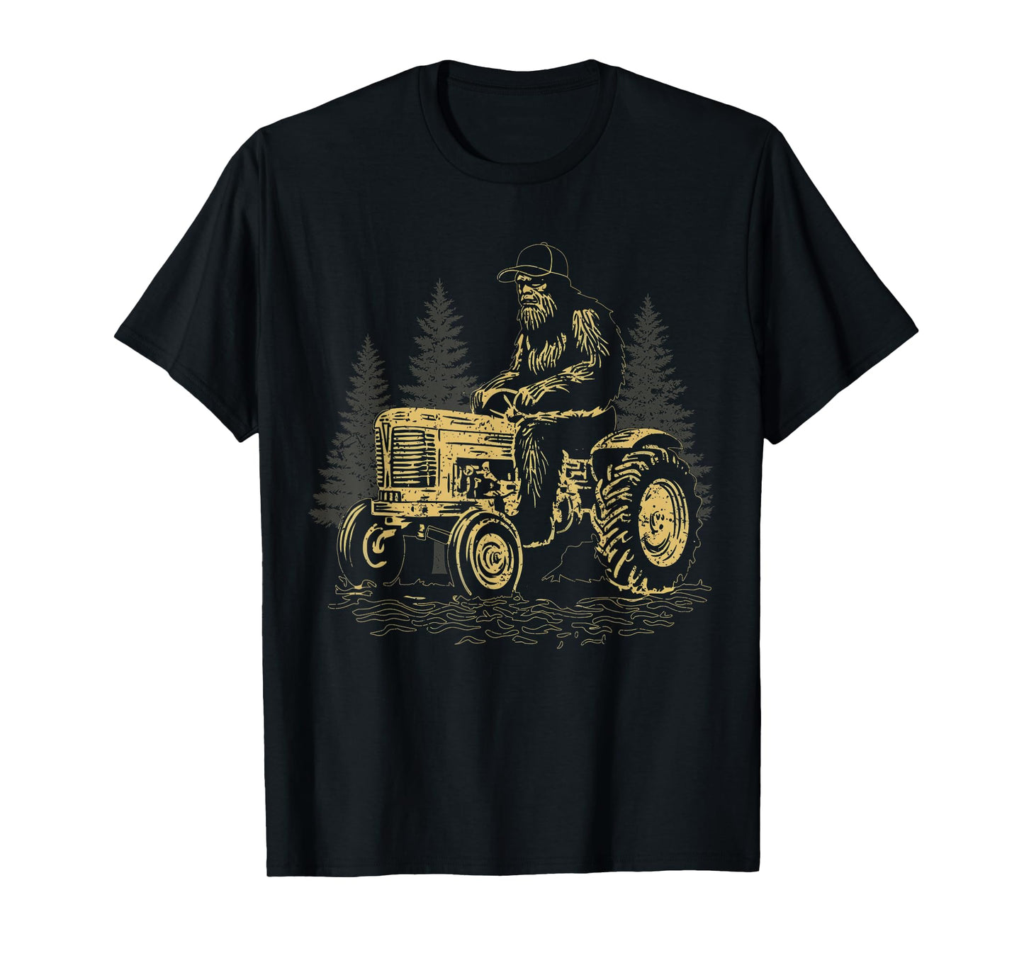 Bigfoot Farmer Riding Tractor T-Shirt - Aesthetic Graphic for Adults - T-Shirt, Sweatshirt, Hoodie