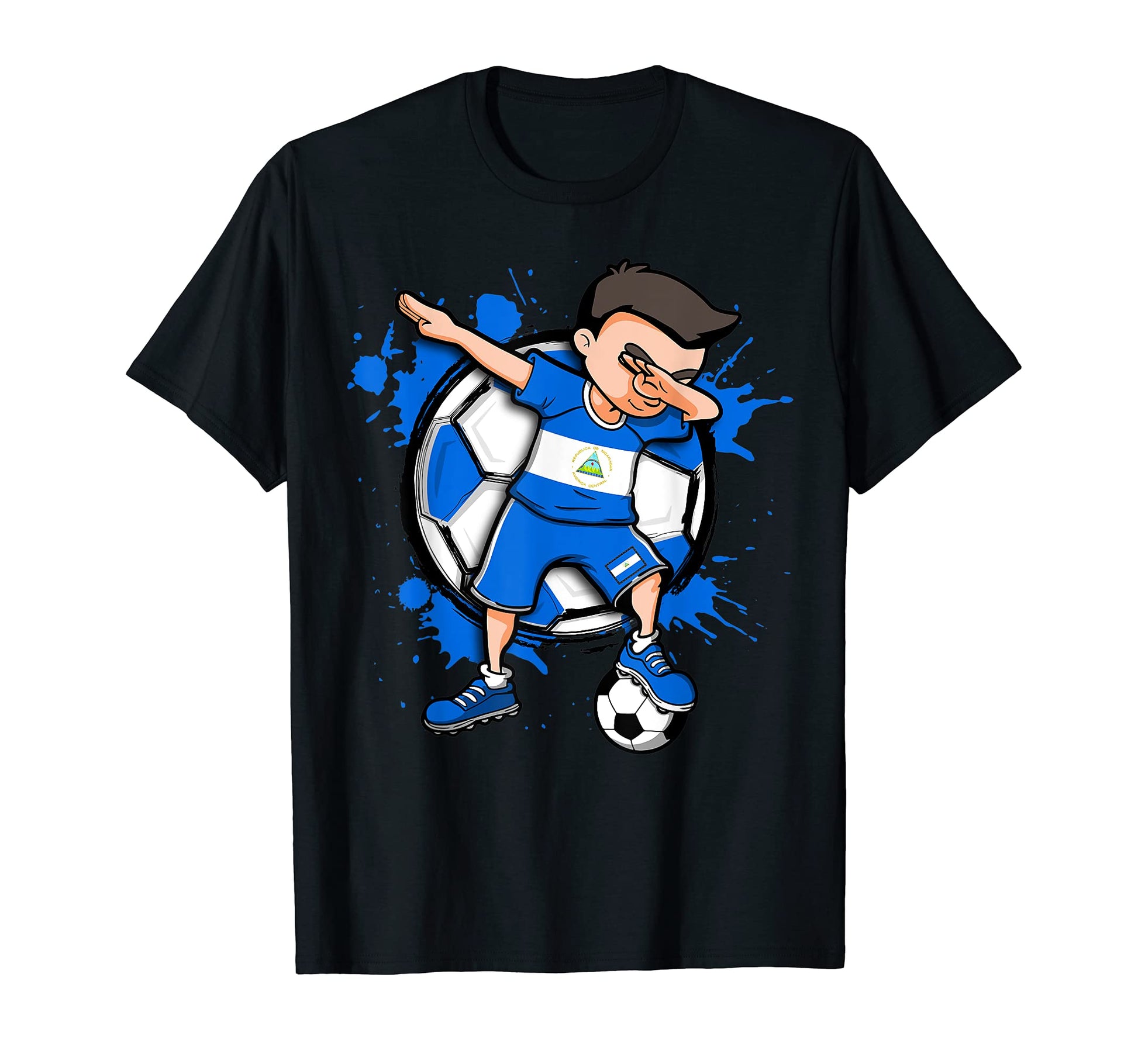 Dabbing Soccer Nicaragua Football T-Shirt - Minimalist Print Men Women - T-Shirt, Sweatshirt, Hoodie