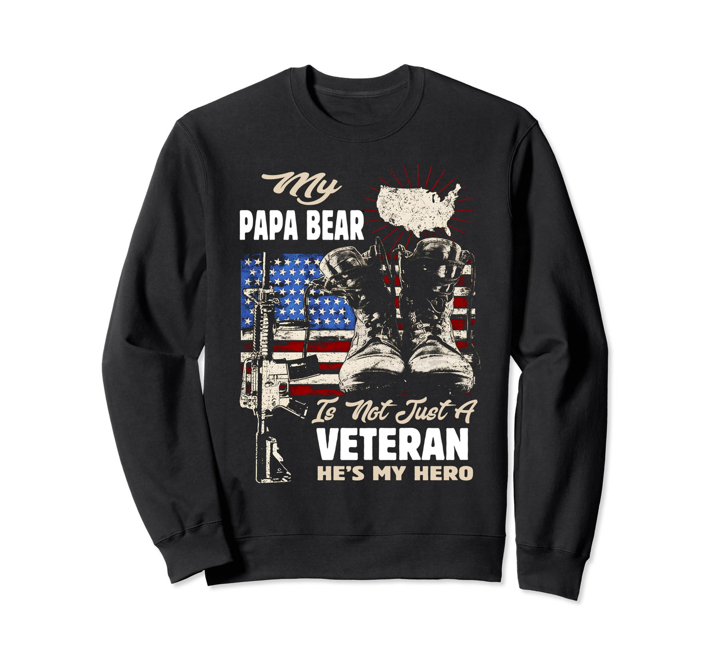Veteran Papa Bear Dad Usa Flag 4Th July Sweatshirt - Trendy Graphic Unisex - T-Shirt, Sweatshirt, Hoodie