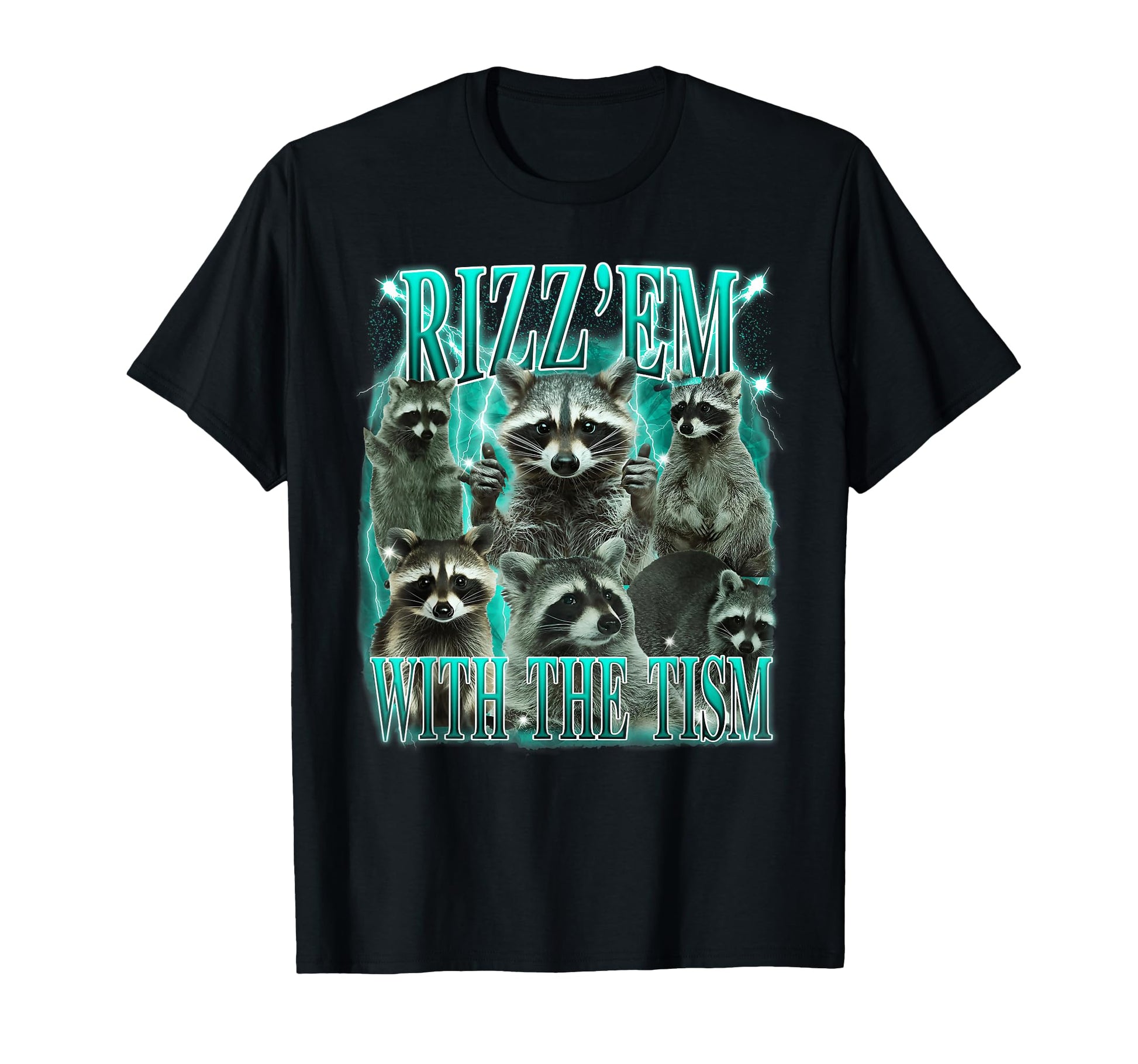 Rizz Em Tism Funny Meme Raccoon Autism T-Shirt - Trendy Graphic Men Women - T-Shirt, Sweatshirt, Hoodie