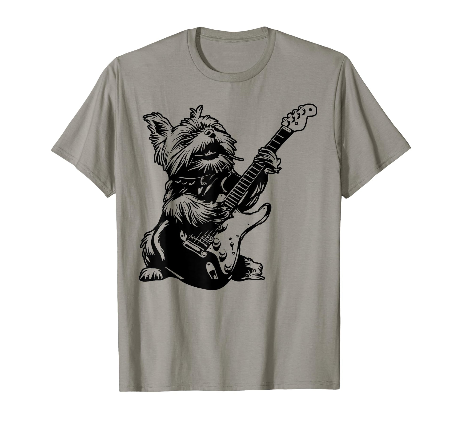 Dog Guitarist Guitar Yorkie Dad Mom T-Shirt - Fun Novelty Design for Adults - T-Shirt, Sweatshirt, Hoodie