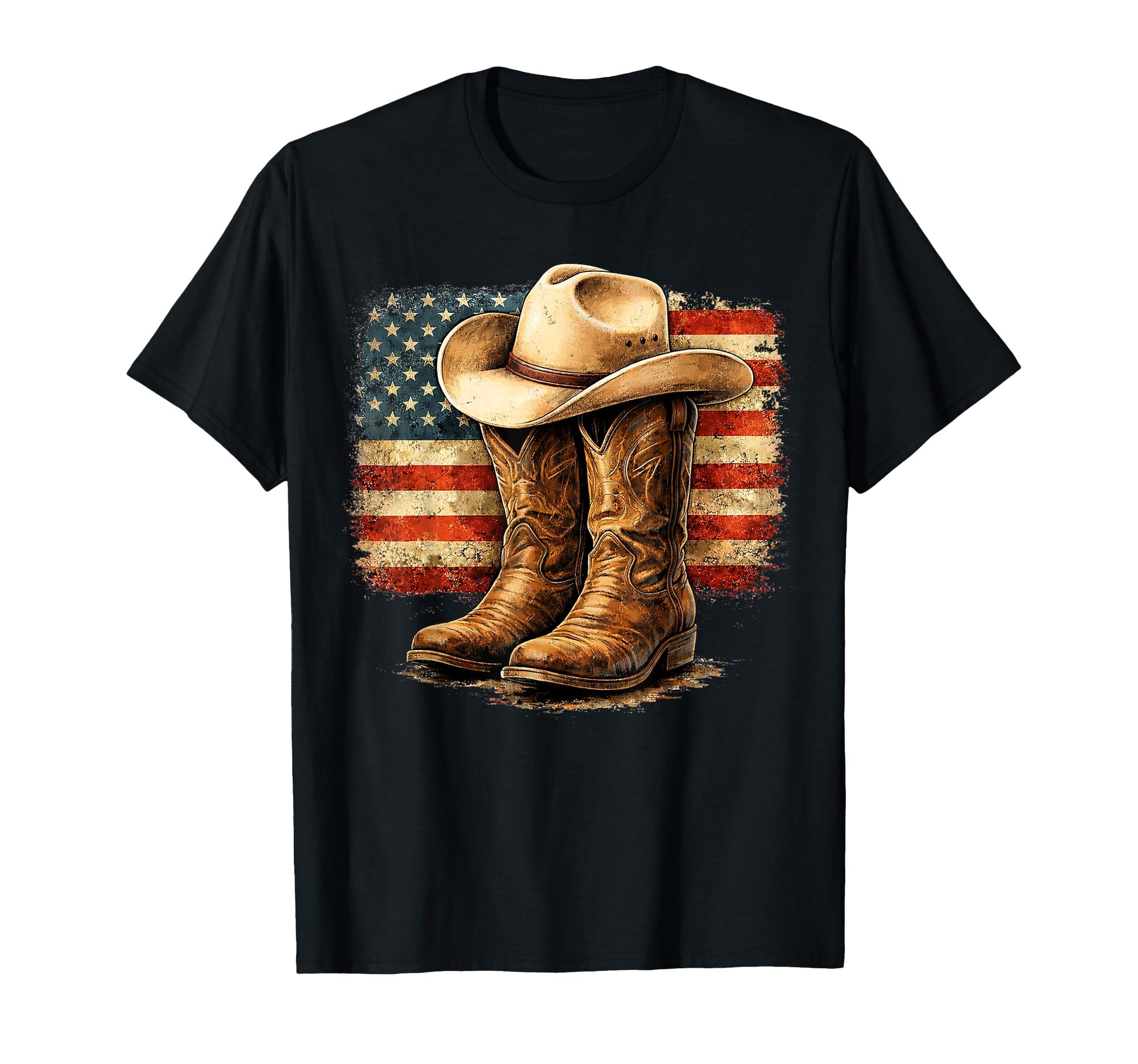 Rustic Rodeo Patriot Western Cowboy Boots T-Shirt - Unique Graphic Unisex - T-Shirt, Sweatshirt, Hoodie