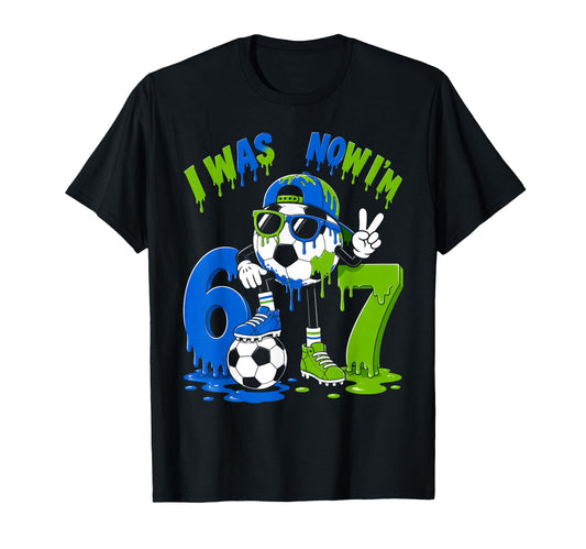 7Th Birthday Soccer Ice Cream Drip T-Shirt - Fun Novelty Design Men Women - T-Shirt, Sweatshirt, Hoodie