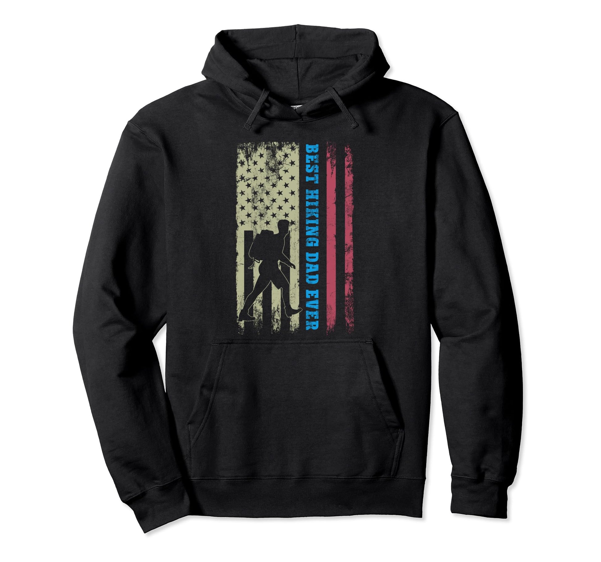 Funny Hiking Best Hiking Dad Ever Usa Hoodie - Novelty Apparel for Adults - T-Shirt, Sweatshirt, Hoodie