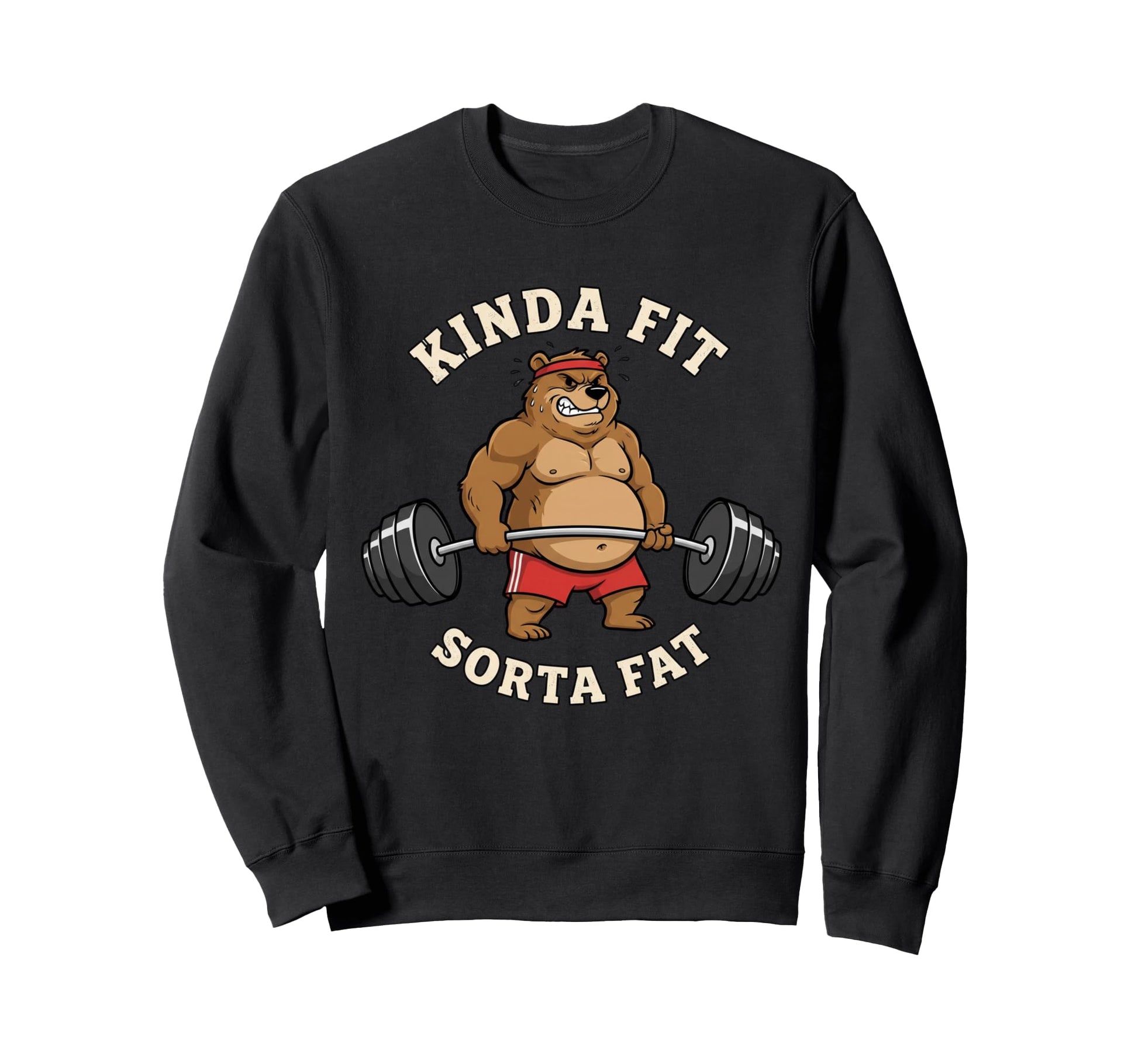 Kinda Fit Sorta Fat Funny Gym Sweatshirt - Fun Novelty Design for Adults - T-Shirt, Sweatshirt, Hoodie
