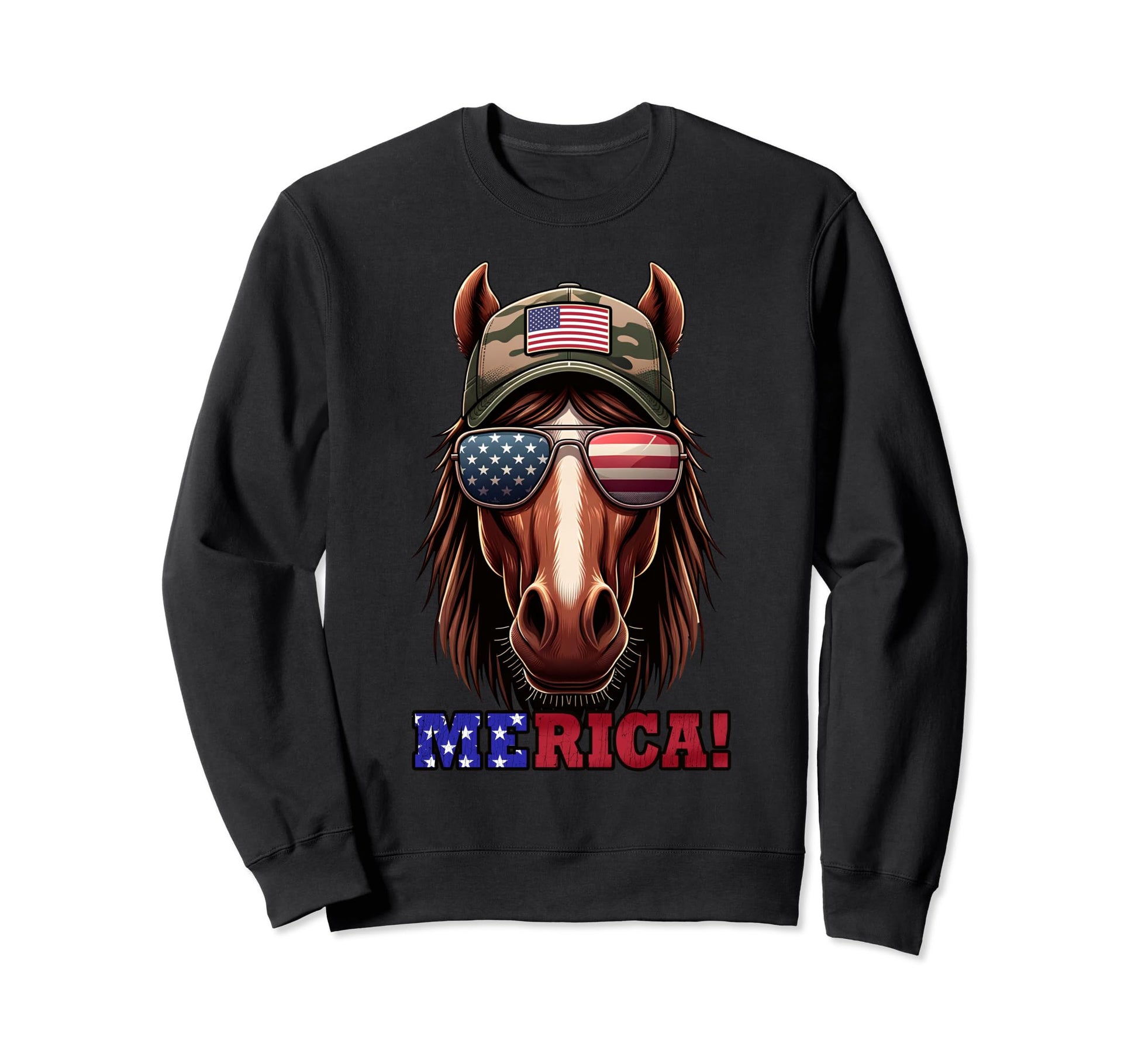 Brown Horse 4Th July Usa Flag Dad Sweatshirt - Aesthetic Graphic Unisex - T-Shirt, Sweatshirt, Hoodie