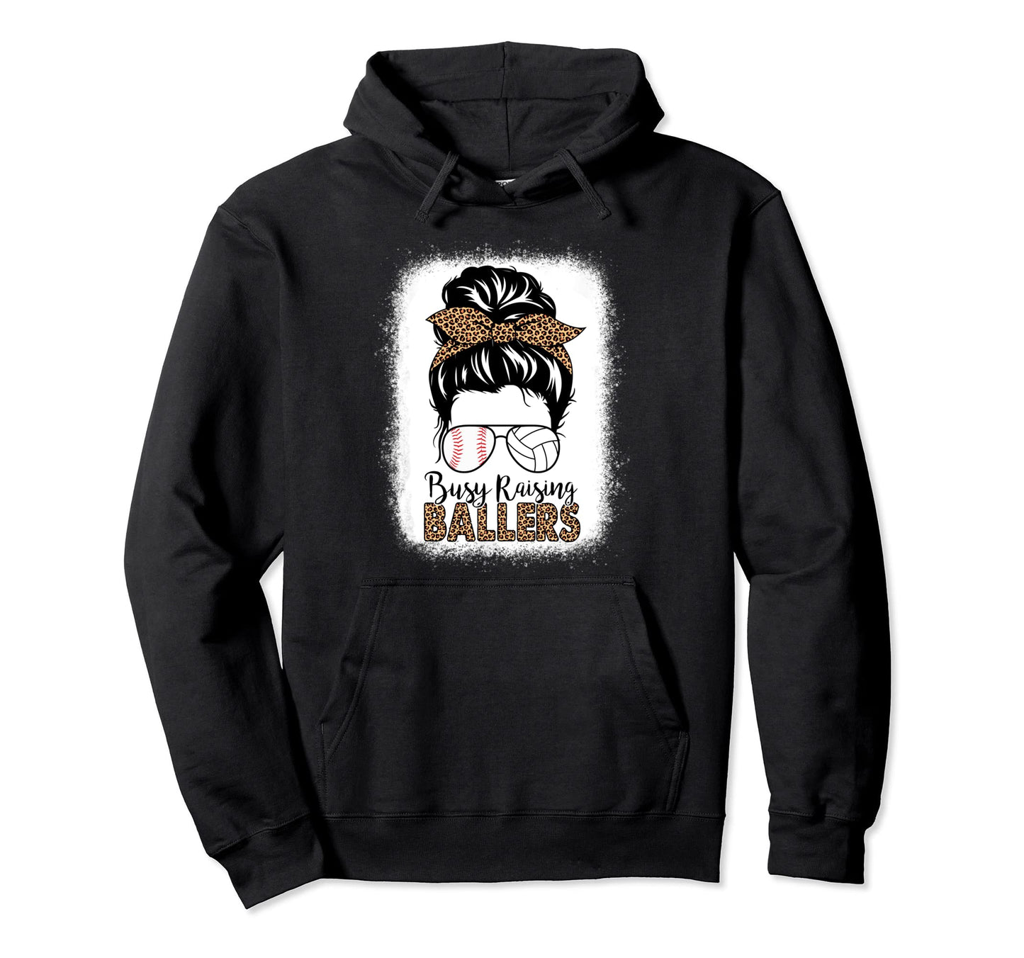 Baseball And Volleyball Mom Messy Bun Busy Hoodie - Trendy Graphic Unisex - T-Shirt, Sweatshirt, Hoodie