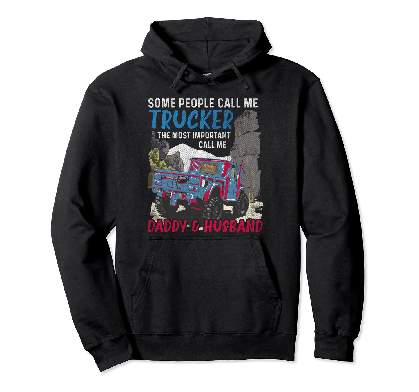 Us Flag Trucker Daddy Or Trucker Hoodie - Trendy Graphic for Adults - T-Shirt, Sweatshirt, Hoodie