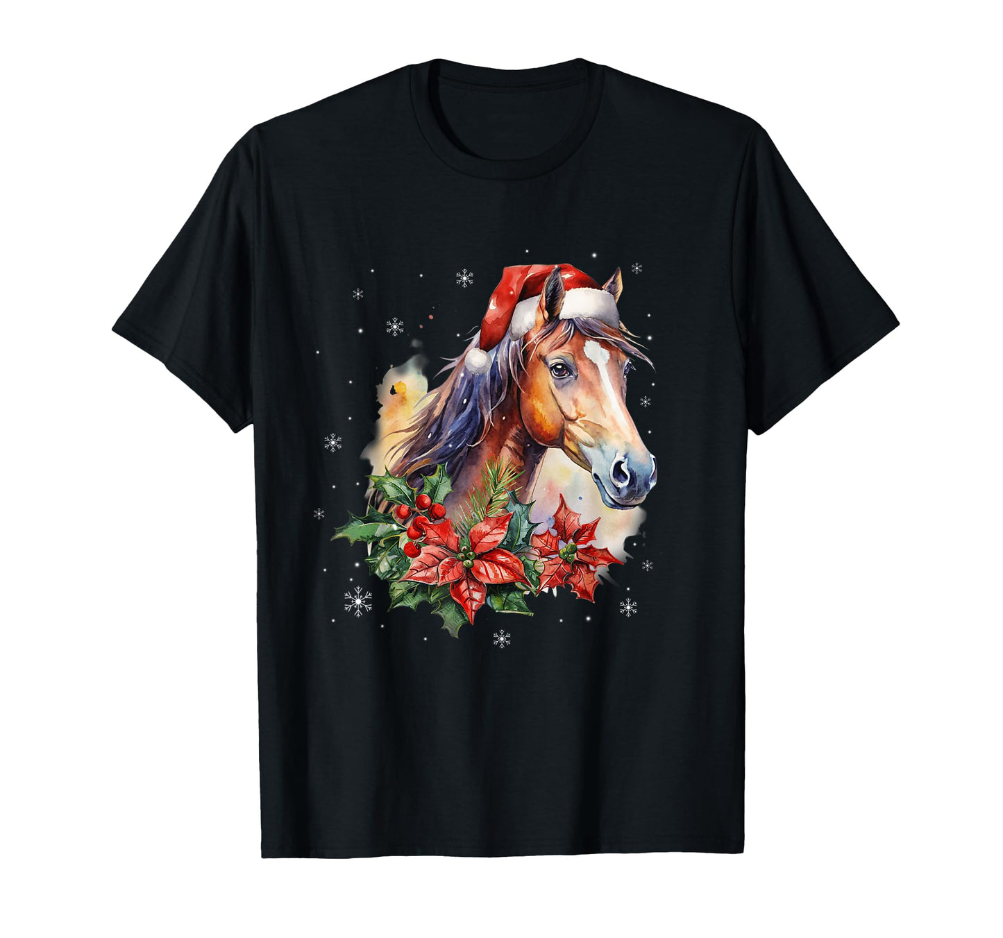 Funny Horse Santa Hat Animal Equestrian T-Shirt - Trendy Graphic Unisex - T-Shirt, Sweatshirt, Hoodie