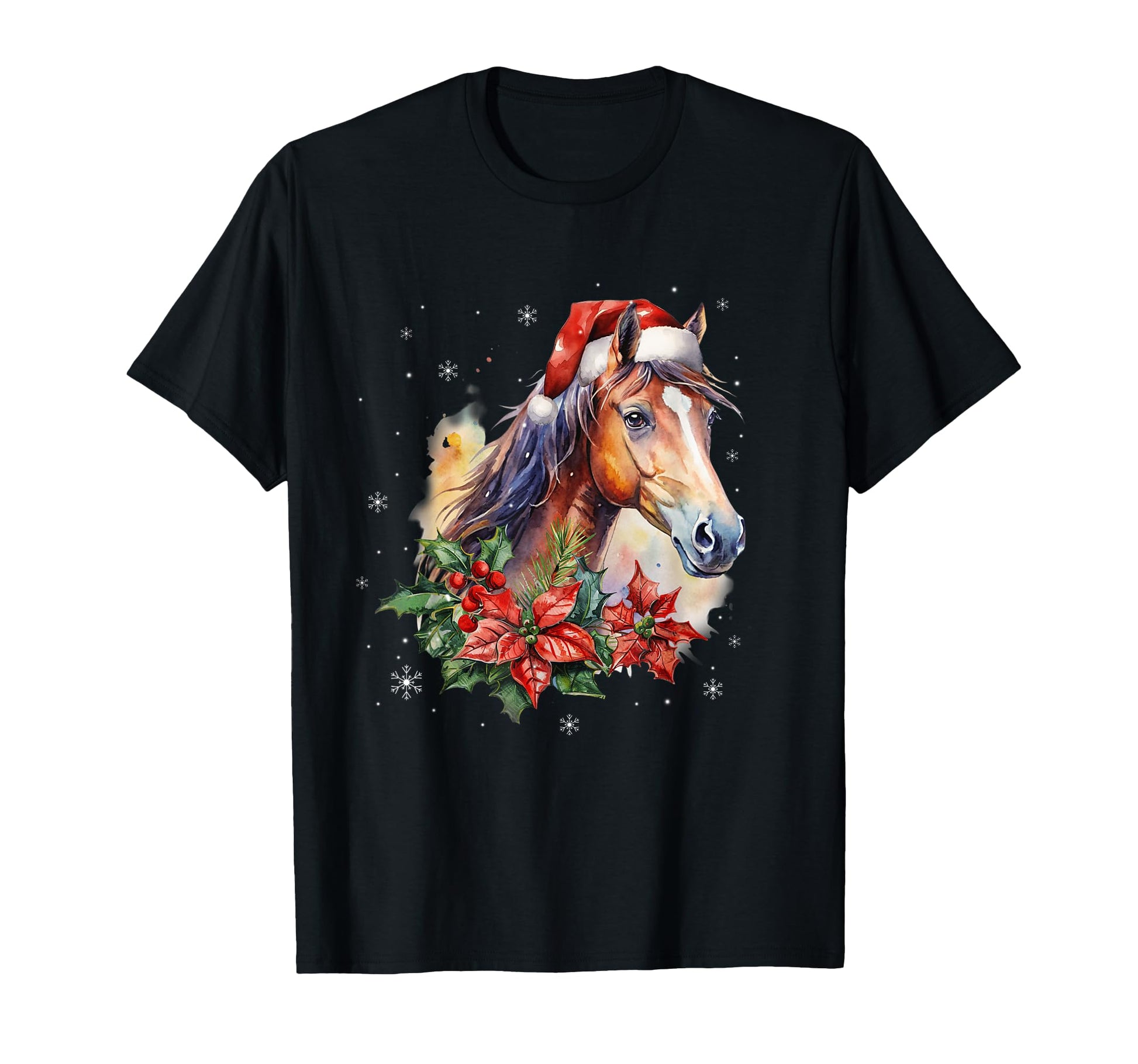 Funny Horse Santa Hat Animal Equestrian T-Shirt - Trendy Graphic Unisex - T-Shirt, Sweatshirt, Hoodie