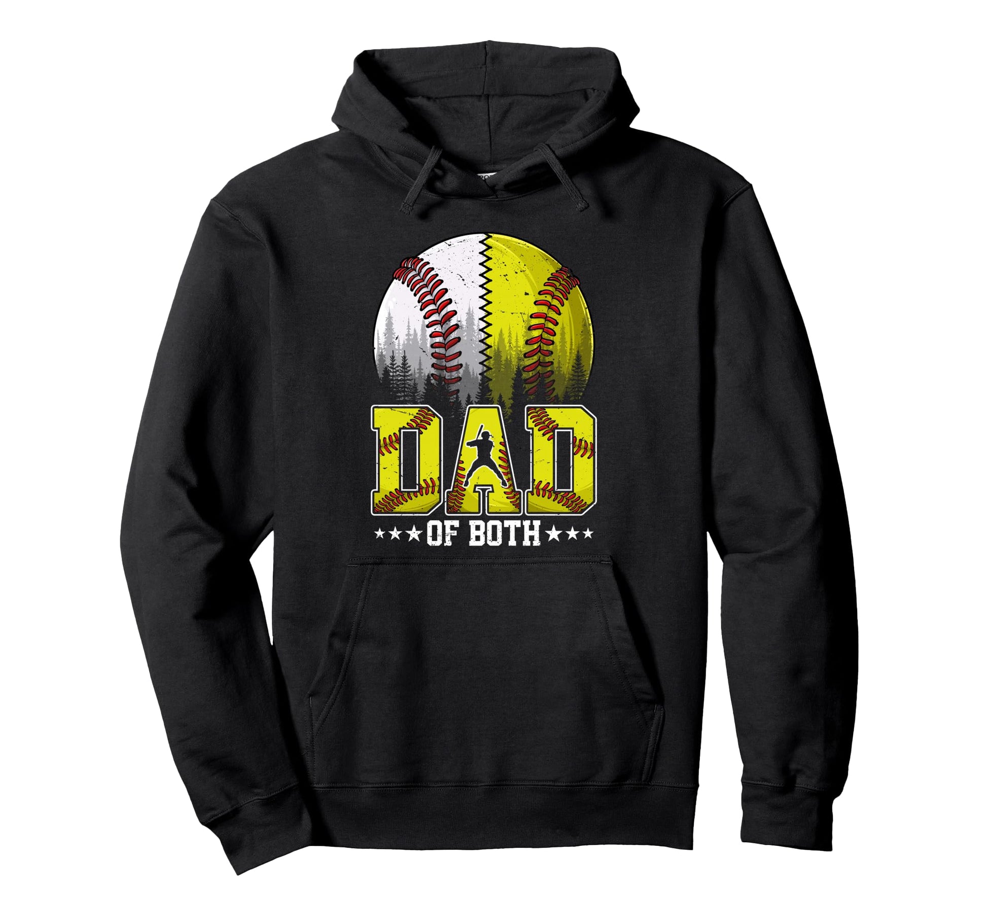 Dad Both Baseball Softball Fathers Day Hoodie - Minimalist Print Men Women - T-Shirt, Sweatshirt, Hoodie
