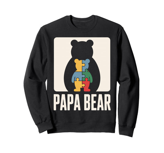 Autism Dad Papa Bear Autistic Child Sweatshirt - Fun Novelty Design Unisex - T-Shirt, Sweatshirt, Hoodie