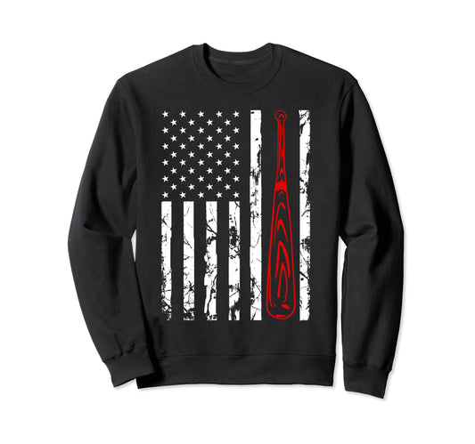 American Flag Baseball Flag Sweatshirt - Casual Everyday Wear Men Women - T-Shirt, Sweatshirt, Hoodie