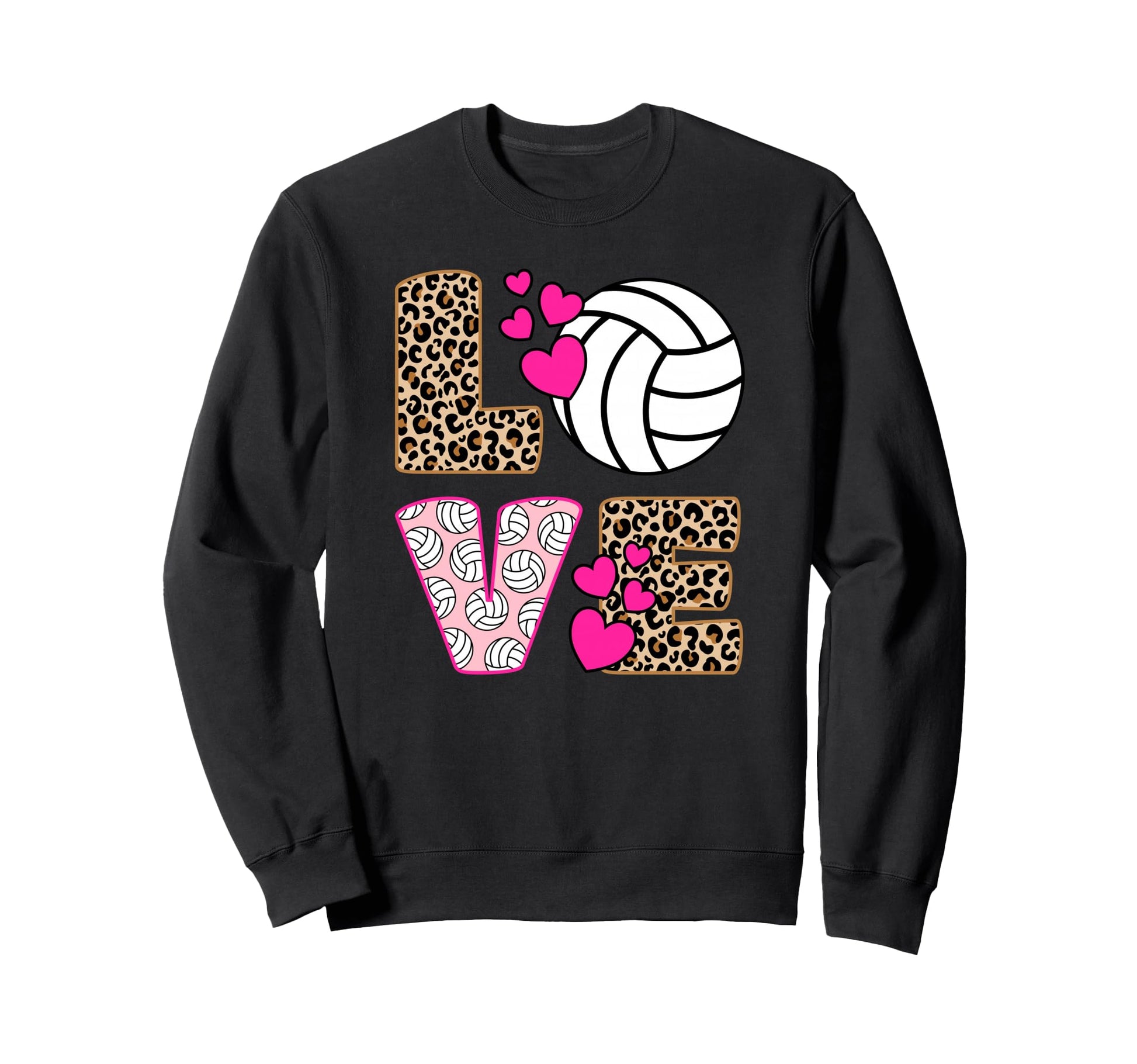 Love Volleyball Leopard Volleyball Sweatshirt - Trendy Graphic Unisex - T-Shirt, Sweatshirt, Hoodie