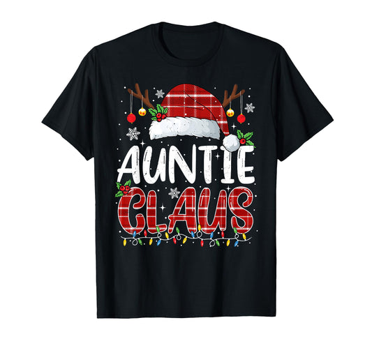 Auntie Claus Lights Pajama Family T-Shirt - Minimalist Print Unisex - T-Shirt, Sweatshirt, Hoodie