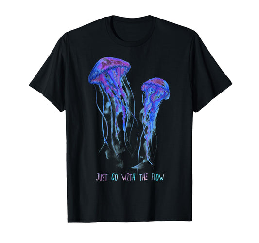 Awesome Underwater Fish Sea Just Go Flow T-Shirt - Graphic Print Men Women - T-Shirt, Sweatshirt, Hoodie