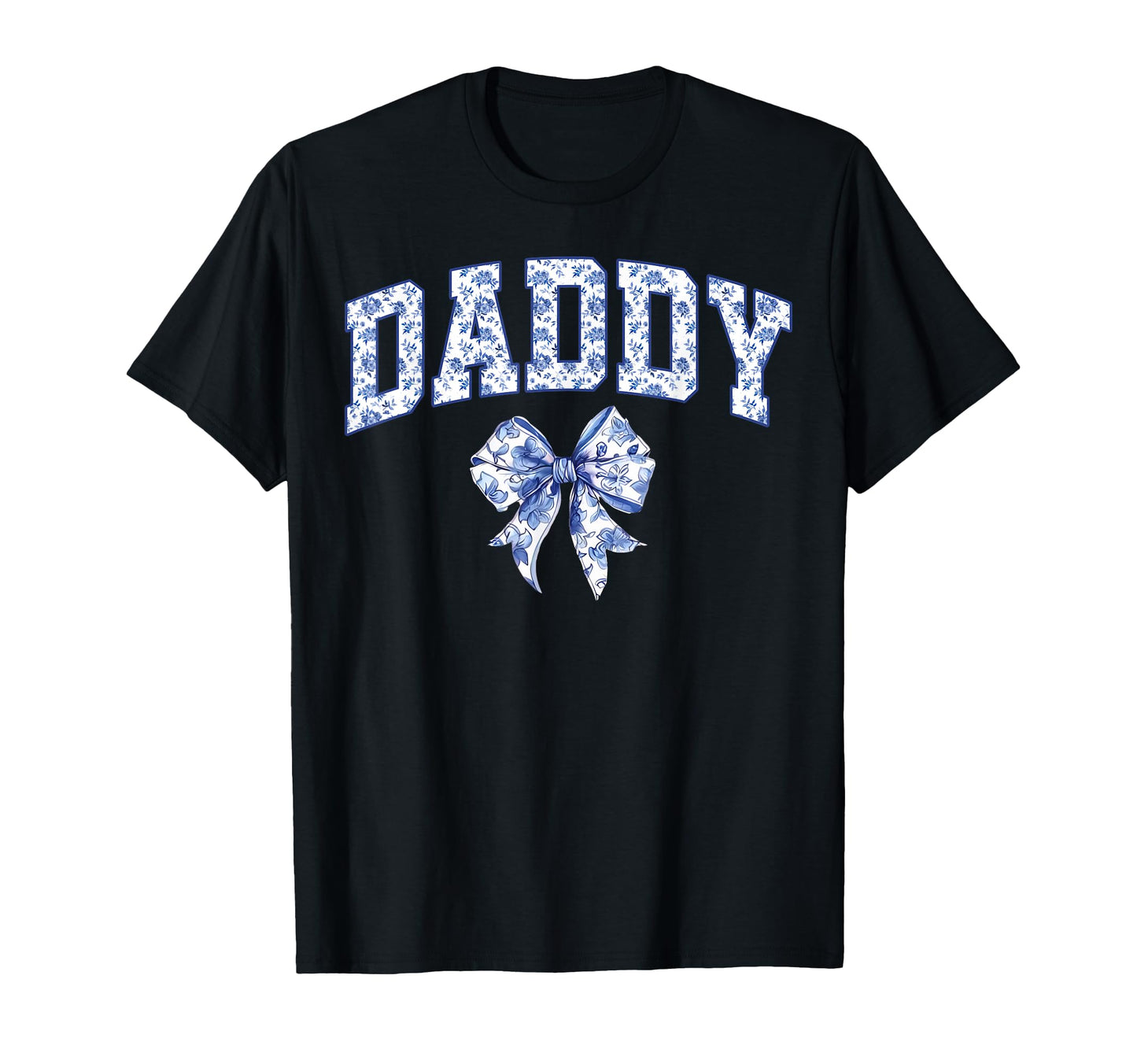 Daddy Coquette Toile Blue Bow T-Shirt - Casual Everyday Wear for Adults - T-Shirt, Sweatshirt, Hoodie