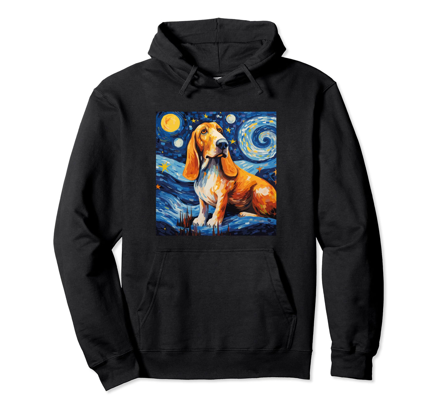 Bassett Hound Starry Night Dog Mom Dog Dad Hoodie - Novelty Apparel Unisex - T-Shirt, Sweatshirt, Hoodie