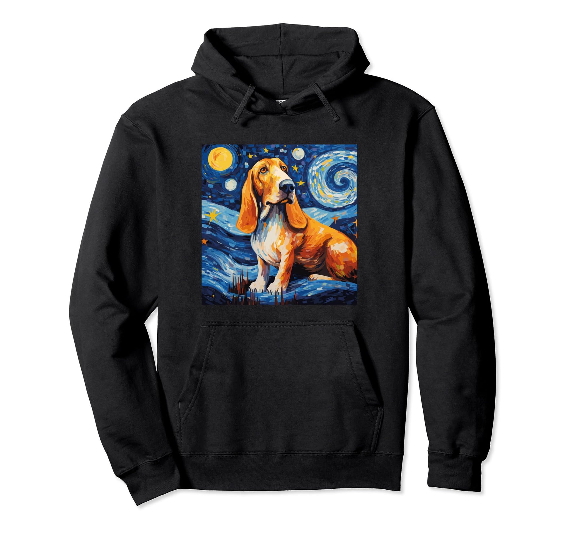 Bassett Hound Starry Night Dog Mom Dog Dad Hoodie - Novelty Apparel Unisex - T-Shirt, Sweatshirt, Hoodie