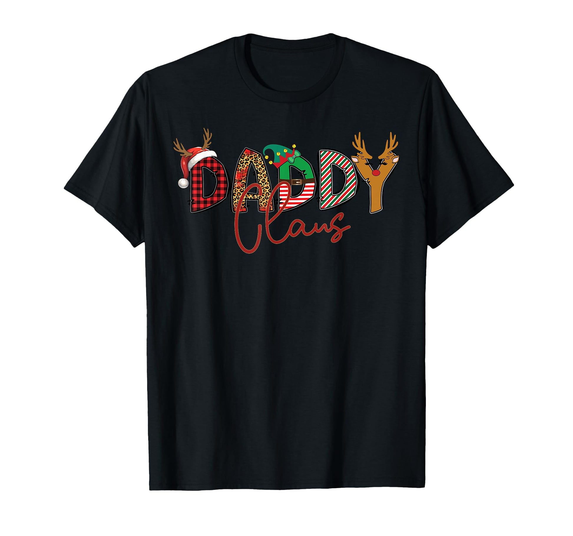 Daddy Claus Santa Hat Reindeer Leopard T-Shirt - Unique Graphic for Adults - T-Shirt, Sweatshirt, Hoodie