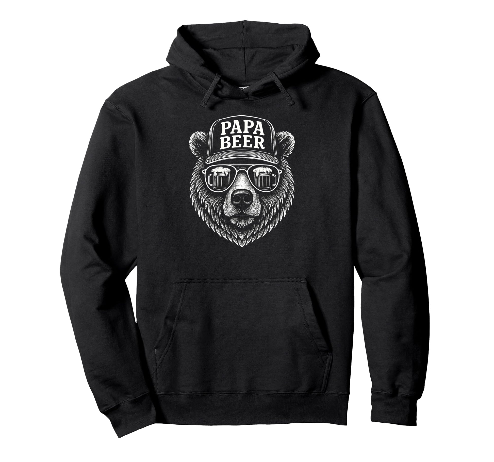 Papa Beer Funny Dad Bear Drinking Hoodie - Minimalist Print for Adults - T-Shirt, Sweatshirt, Hoodie