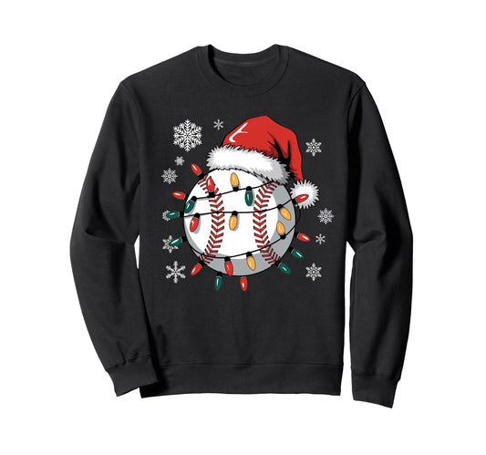 Baseball Ball Santa Hat Light Sweatshirt - Casual Everyday Wear for Adults - T-Shirt, Sweatshirt, Hoodie