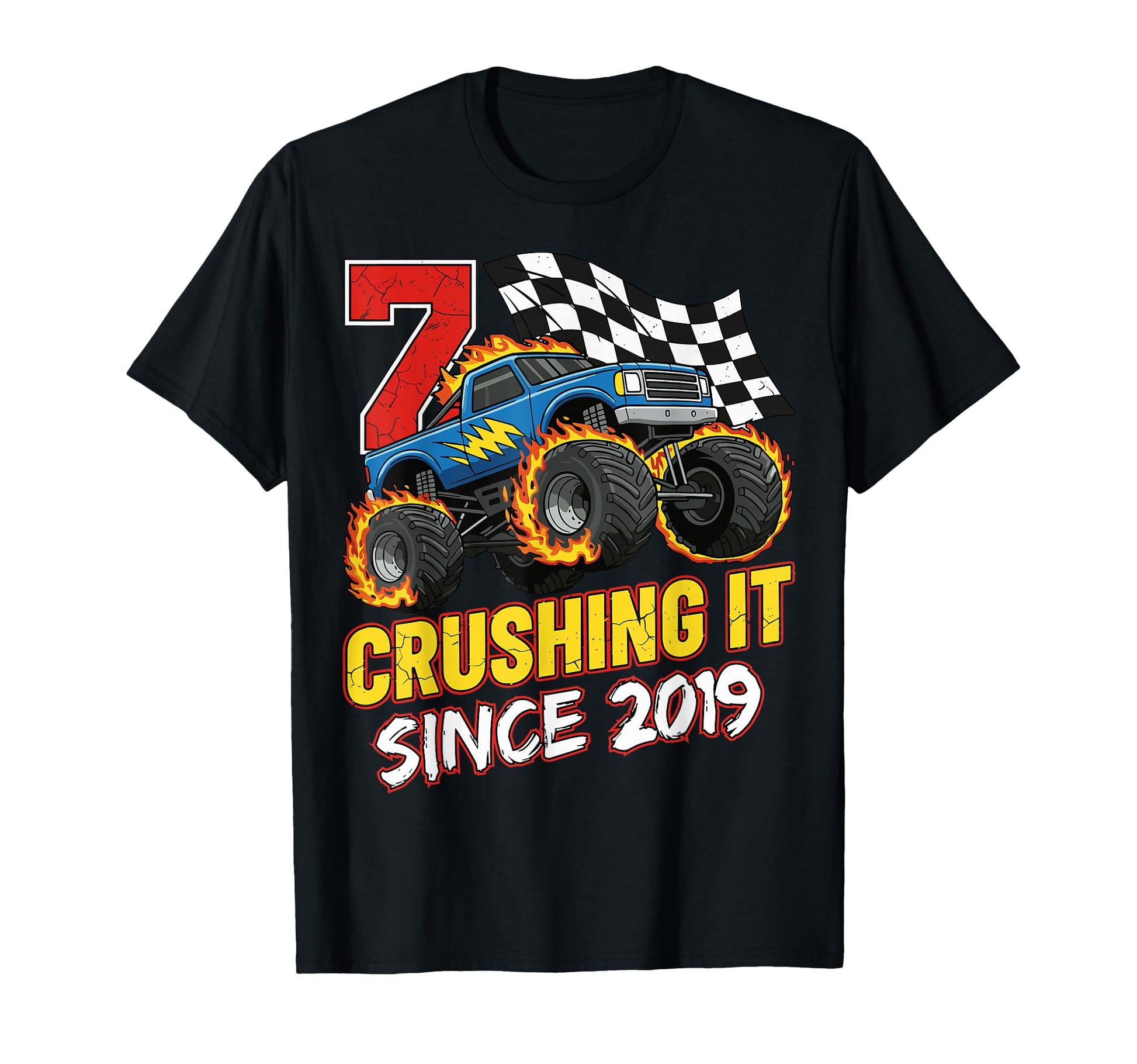 Birthday Monster Truck 7 Year Old 7Th T-Shirt - Streetwear Style Unisex - T-Shirt, Sweatshirt, Hoodie