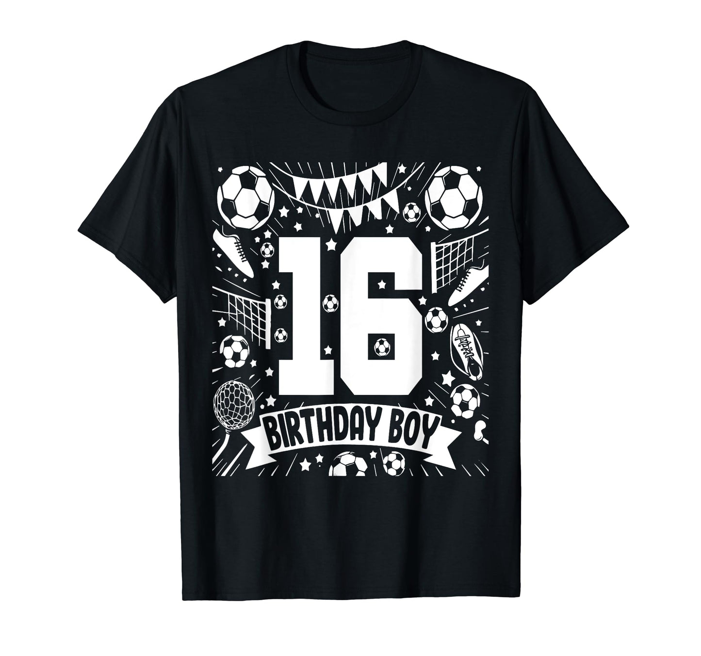 Soccer Birthday 16 Years Football 16Th T-Shirt - Unique Graphic for Adults - T-Shirt, Sweatshirt, Hoodie