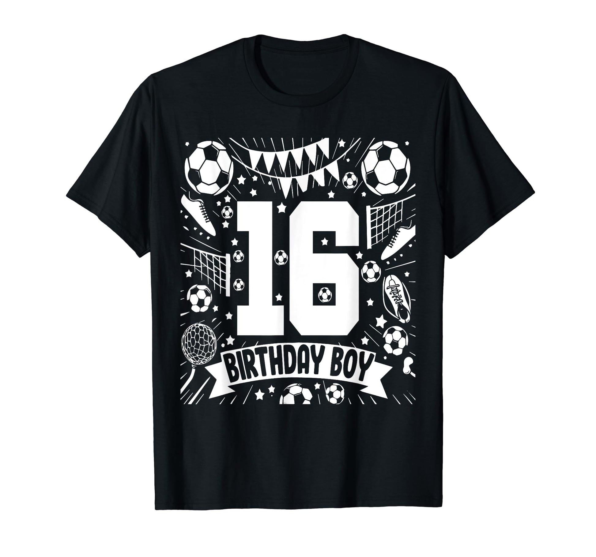Soccer Birthday 16 Years Football 16Th T-Shirt - Unique Graphic for Adults - T-Shirt, Sweatshirt, Hoodie