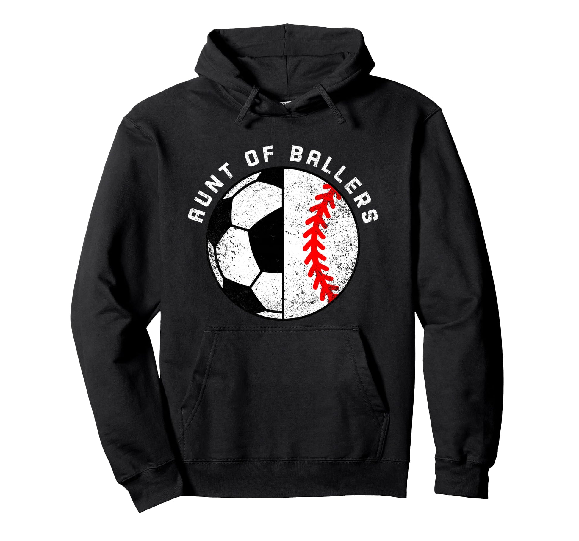Aunt Ballers Funny Soccer Baseball Hoodie - Minimalist Print for Adults - T-Shirt, Sweatshirt, Hoodie