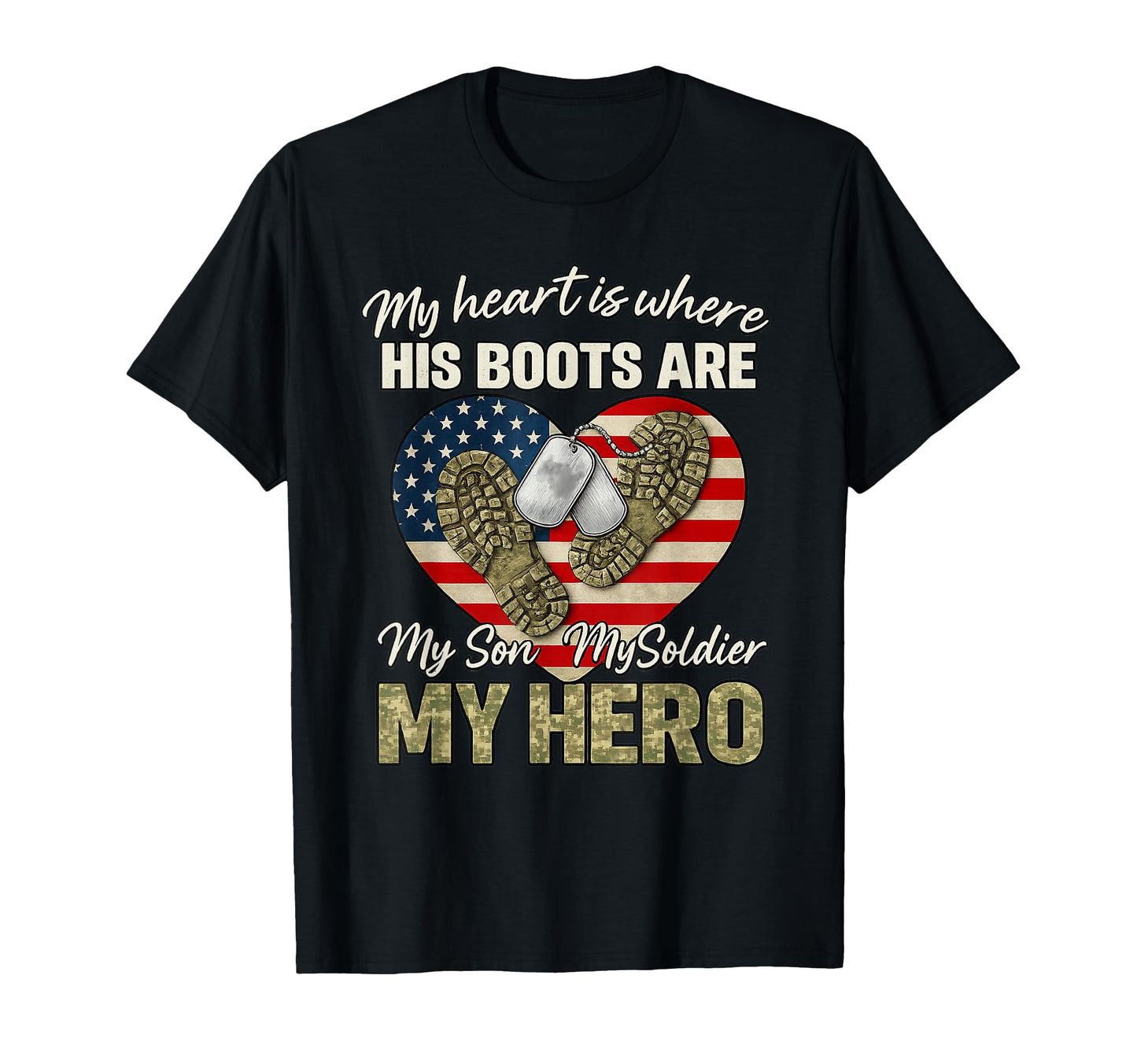 My Heart Is Where His Boots Are My T-Shirt - Fun Novelty Design for Adults - T-Shirt, Sweatshirt, Hoodie