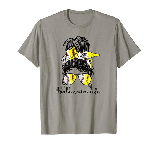 Baller Mimi Life Softball Baseball T-Shirt - Aesthetic Graphic for Adults - T-Shirt, Sweatshirt, Hoodie