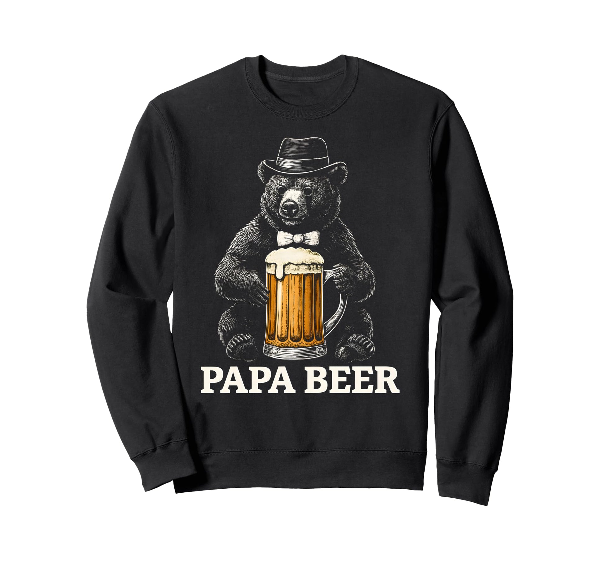 Papa Beer Funny Dad Bear Drinking Sweatshirt - Graphic Print Unisex - T-Shirt, Sweatshirt, Hoodie