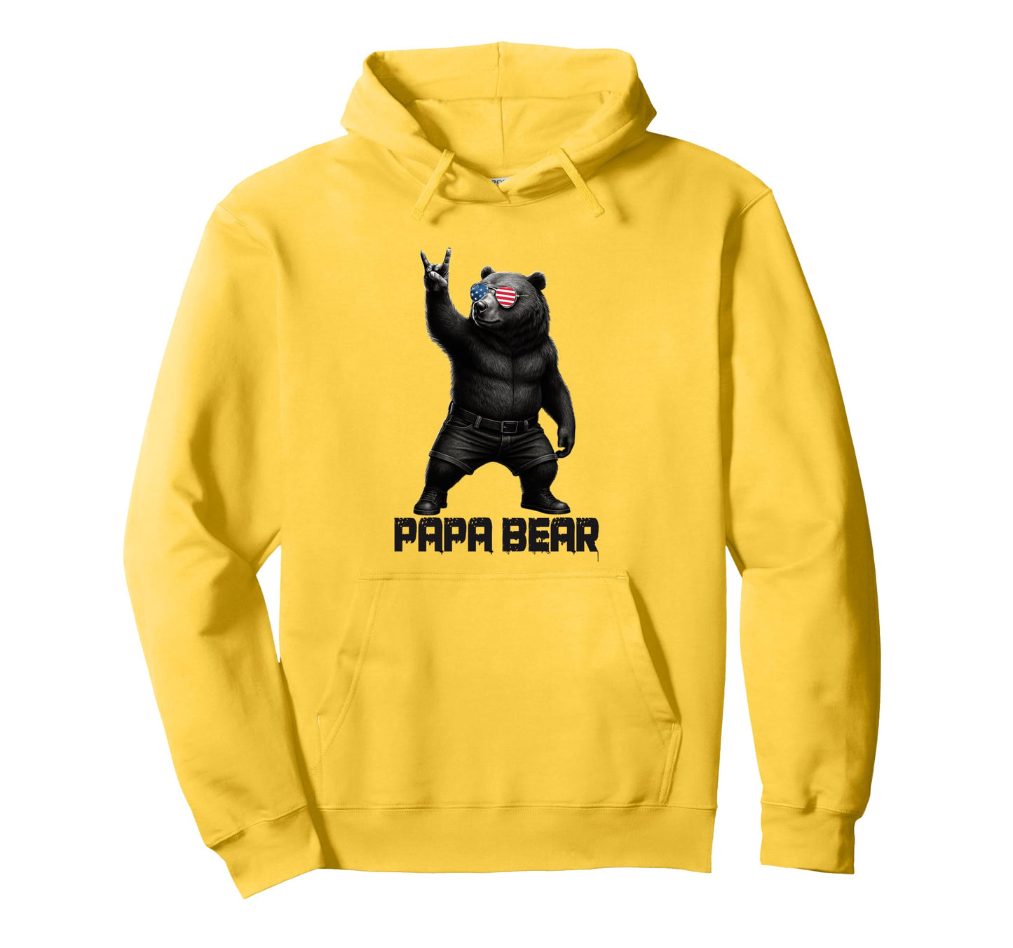 Papa Bear Grizzly Bear Rock Gesture Hoodie - Unique Graphic Men Women - T-Shirt, Sweatshirt, Hoodie