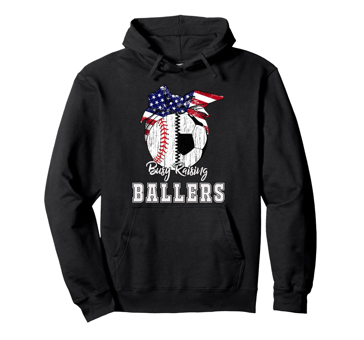 Busy Raising Ballers Baseball Soccer Soccer Hoodie - Unique Graphic Unisex - T-Shirt, Sweatshirt, Hoodie