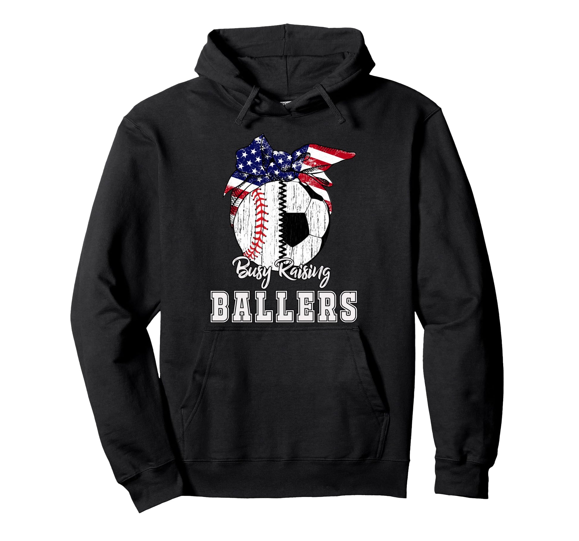 Busy Raising Ballers Baseball Soccer Soccer Hoodie - Unique Graphic Unisex - T-Shirt, Sweatshirt, Hoodie